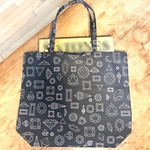 💎柄マチ付き折畳みビッグbagブラック