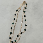 14kgf マラカイト×シルバーパイライト　2連ブレスレット