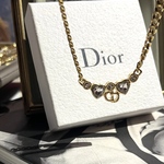 特集掲載 0826SALE VINTAGE Christian Dior CDWハートロゴストーンネックレスクリスチャンディオール　ヴィンテージ  アンティーク アクセサリーストーン結婚式　リボン