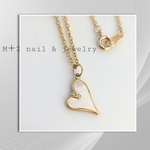 ◆送料無料◆ジルコニア&シェル♡ハートロングネックレス　ネックレス　ラリエット　ステンレスチェーン