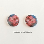 kiraku.✕art　絵画レジンイヤリングorピアス　赤✕青✕白　花