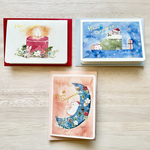 🎄透明水彩画お好きな3枚セット イラスト ミニクリスマスカード　クリスマスカード　クリスマス　うさぎ　ウサギ　クマ　しろくま　シロクマ　くま　三日月　月