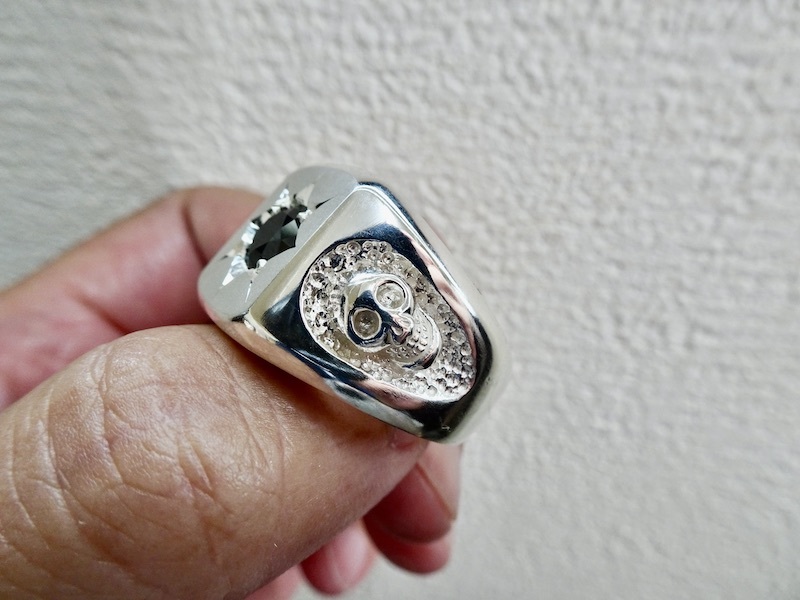 ハンドメイドスカルヘッドリングシルバー925