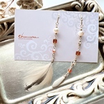 🪶オレンジとスクエアトパーズのピアス/イヤリング　アシンメトリー