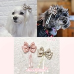 ありすりぼん🎀 【Sサイズ】犬用 ペット用 垂れ下がりリボン バレッタ 高級サテンリボン