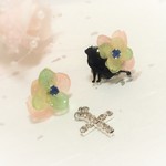 アジサイと猫の２wayピアス