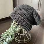 ☆締め付けなし！ふんわりゆったり後ろに垂れるボーダー ニット帽☆ブラック12