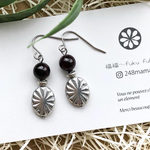 天然石ガーネットとメタルチェコの耳飾り(ピアス・イヤリング)