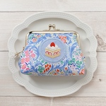 いちごショートケーキ刺繍のがま口ポーチ・冬色