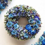 Shabby&Elegant*✵青いローズのリース/クリスマスリースにも/新築祝い・開店祝い・開業祝い・結婚祝い・誕生日など各種ギフトにオススメです。