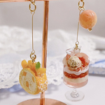 【桃のパフェ ミルクティーアイス添え × マンゴーのふんわりロールケーキ】