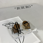 ラスト1点【 BUBURO.イヤリング 】ブロンズ　ミラー　大ぶり　個性的　フェイク　レザー　ゴールド　ブラウン　大人　カジュアル　オールイズウェル タグピアス　タグイヤリング