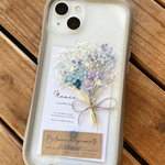 new⑅︎パープルブルー　スマホ かすみ草 ミニブーケ カード iface ケース シール インナーシート ドライフラワー  