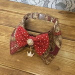 犬・猫の首輪　22～24　cocoちゃんリボンチョーカー　アンティーク・赤系・テディベア・現品限り