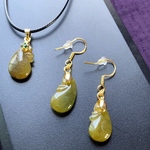 翡翠 天然石 翡翠ペンダント 本翡翠翡翠ネックレス  翡翠ピアス　セット