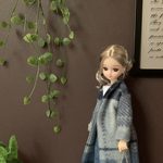 ⭐︎ロングコート　ふわふわフリース　ブルーチェック　リカちゃん服　アウトフィット