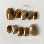 ■ ｻｲｽﾞｵｰﾀﾞｰ 〝 antique darkbrown 〟unikor_  （ 21 )レトロネイル とろみ 結婚式 ブライダルネイル 成人式ネイル 前撮り ブラウンネイル ぷっくり ゴールド