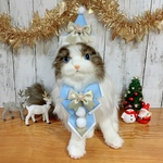 ⭐️新色⭐️クリスマス　ボンボンネクタイチョーカー&カチューシャ　ブルー