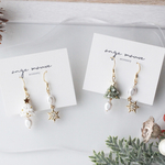 【期間限定&xmasラッピング】xmas クリスマスツリー　雪の結晶　(green/white) つまみ細工　
