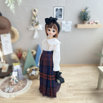 【受注制作】ワイン チェックプリーツスカート リカちゃん 1/6ドール