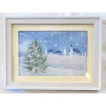 和紙ちぎり絵『クリスマスの町』葉書サイズ原画