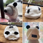 犬用　パンダ耳付きフリース素材のスヌード（Ｓ）　あったか　可愛い　バニラ×耳だけ黒　毛玉のできにくいフリース使用　