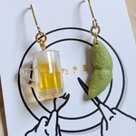 ビール&枝豆セット イヤリング ピアス フェイクフード