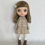 blythe outfit 鳥さん刺繍のワンピース