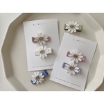 選べる２点セット  daisy flower clip    ヘアピン　ヘアクリップ　キッズ　ベビー　リボン　ピン　フラワー　デイジー　誕生日　お祝い　プチギフト　ハーフバースデー　お食い始め
