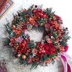 Pleine lune＜fabric＞＊クリスマス＊クリスマスリース＊クリスマスリース＊プリザーブドクリスマスリース＊クリスマスリースお花＊クリスマスリースギフト＊クリスマスリース壁飾り