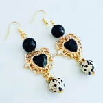 再販✨天然石 *coeur scintillant* 🖤 オニキス ダルメシアンジャスパー ハート ピアス 