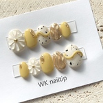 【size order】ネイルチップ ぷっくりお花×イエローNo.001