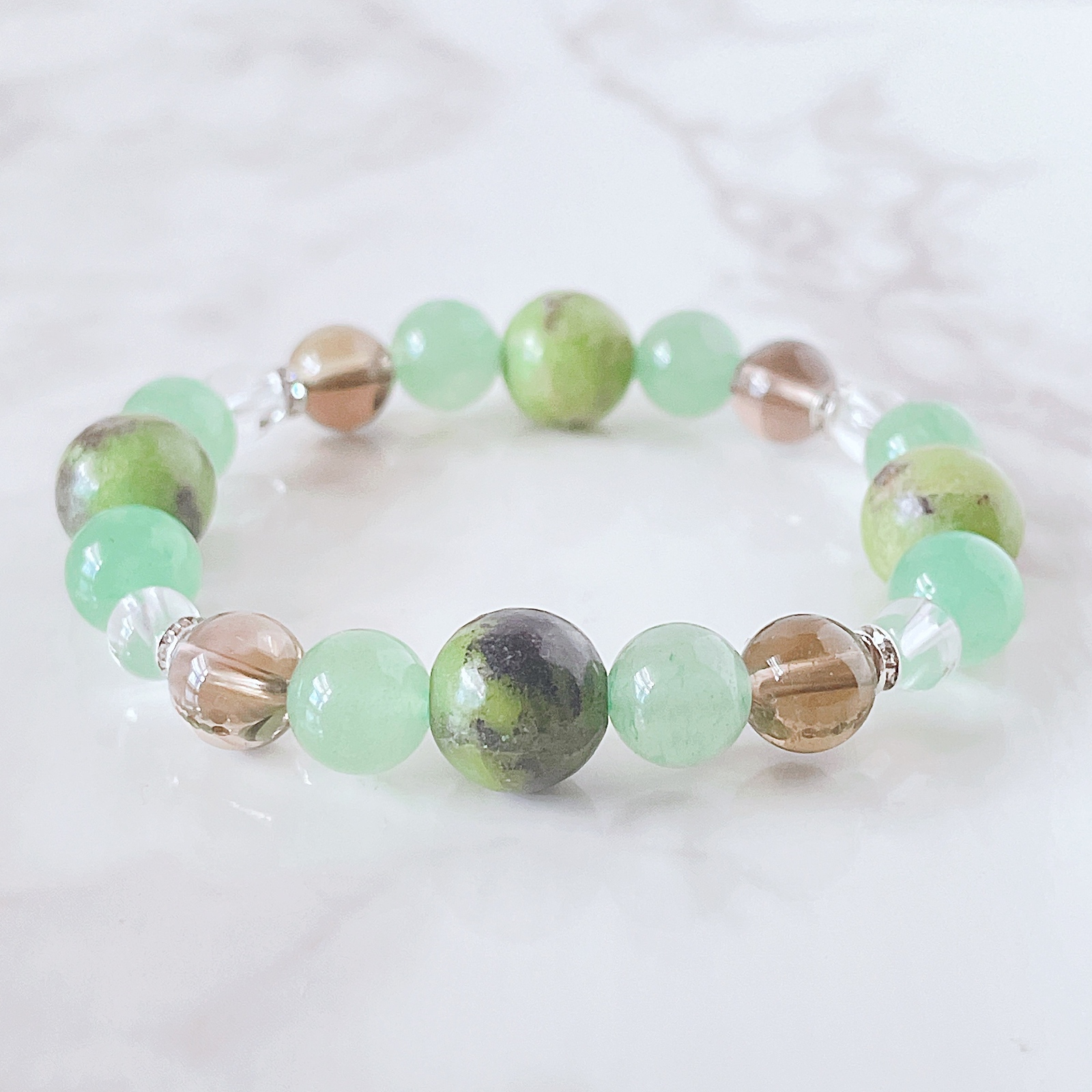 貴重❗️✨水晶　スモーキークォーツ&グリーンアベンチュリン 💫【不安や緊張、パニックが和らぐよう導く】 クリソプレーズ