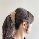 〜ふわもこ〜⌘シンプルファーバナナクリップ⌘キャメル