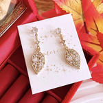 秋 🍁🍂ジルコニア✨️Ieaf 🌱𓂃 𓈒𓏸お洒落✨️ ゆらゆら♪ レディース ハンドメイド ピアス イヤリング アクセサリー
