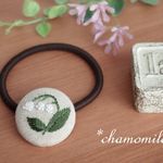 「再販」すずらんの刺繍ヘアゴム