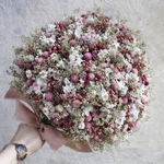 (47cm)  ピンクペッパーベリーとふわふわ小花のお花畑スワッグ/ドライフラワー/リース/クリスマス/ブーケ/花束