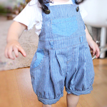ぷっくりシルエットのサロペット×かぼちゃパンツ＊ヒッコリー