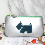★SALE★20%Off・キーポーチ・シルバー本革・犬・スコティッシュテリア・シュナウザー・ウエスティ