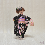 リカちゃんブライス着物＊桜ふぶき 黒