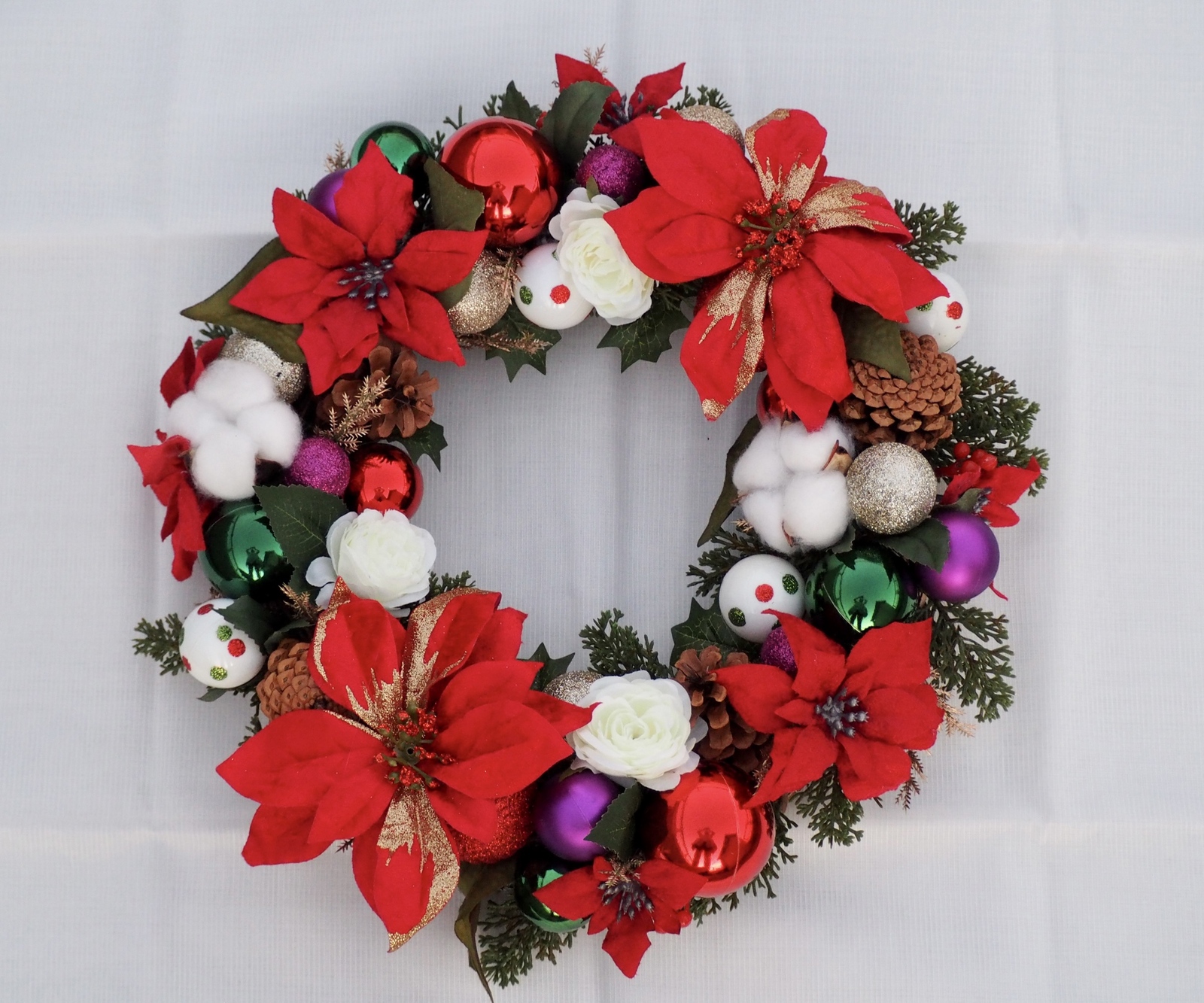 X'mas✴︎ポインセチアと薔薇の大人可愛いクリスマスリース