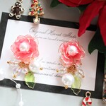 クリスマス🎄薔薇 ディップアート イヤリング/ピアス