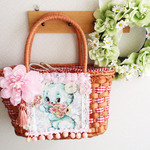 くま巾着かごバック☆花タッセルブローチＳＥＴ！春に♪