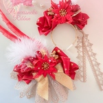 Xmas ポインセチア🎀カチューシャ&チョーカーセット🎄赤🎅❤️クリスマス