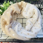 一年中使えるドット柄☆優しい国産天然素材☆12重ガーゼねじりスヌード☆かぶるだけでオシャレ☆手間かからず☆