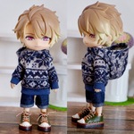 ドット　パッチワークパーカーとパンツのセット　（ねんどろいどどーるオビツ11ボディ共有サイズ）