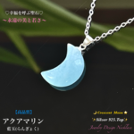 🌙三日月形✨アクアマリン✨Silver925Top✨Juwelry天然石ネックレス💫