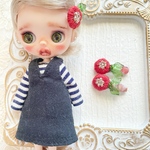 お花刺繍のパッチンピン　茜色