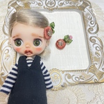 お花刺繍のパッチンピン　くすみピンク