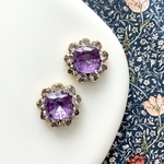 crystal zinnia “grape” pierce / earring